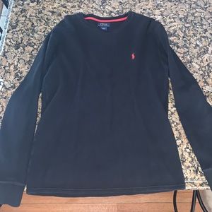Mens Black Polo Long Sleeve Shirt